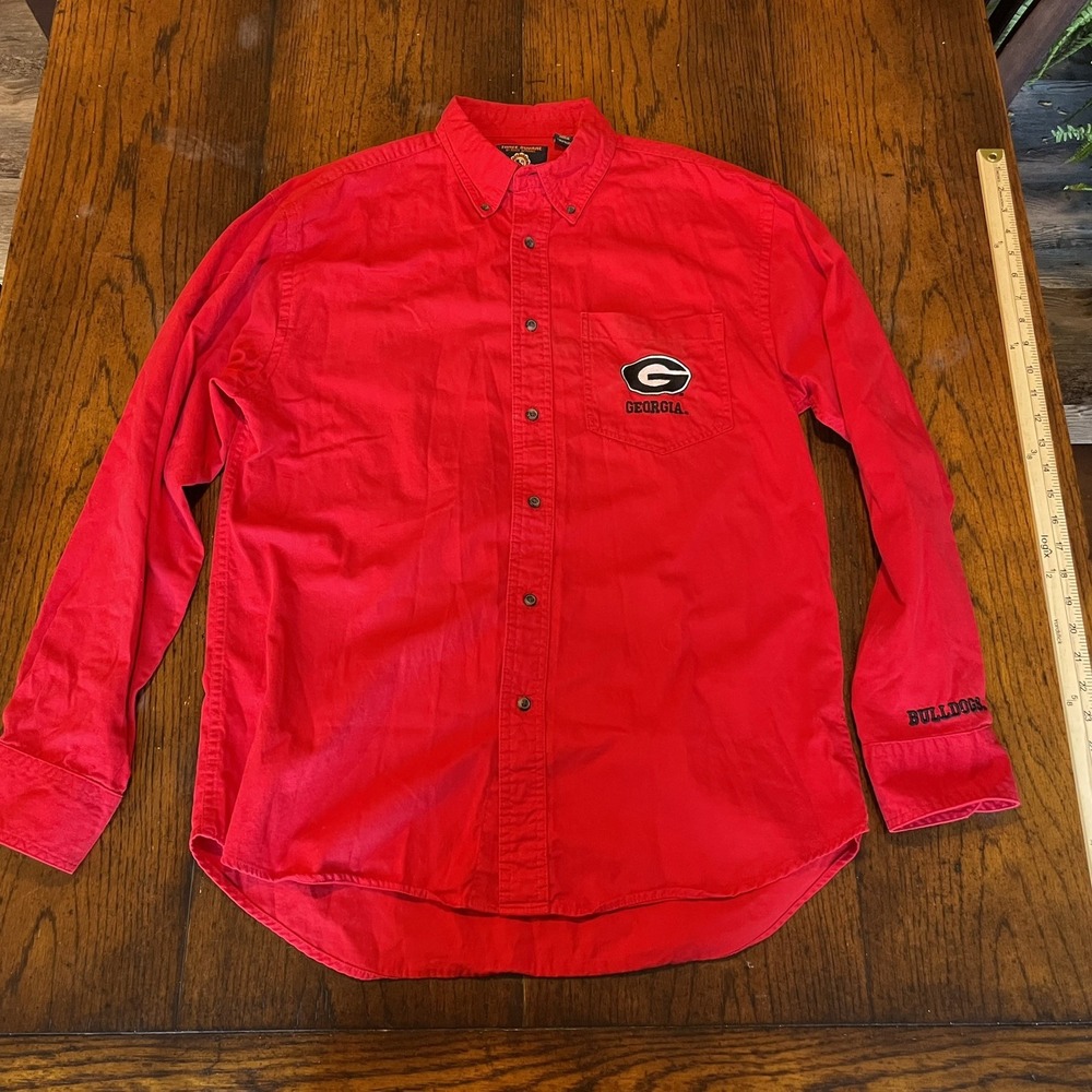 Royce Apparel Three Square Georgia Bulldogs Men's Button Down Shirt Red Size L‎